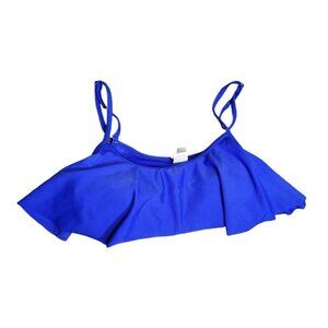 H2OH! Bikini Swim Top Size Small Solid Blue Flounce Swimwear Wireless